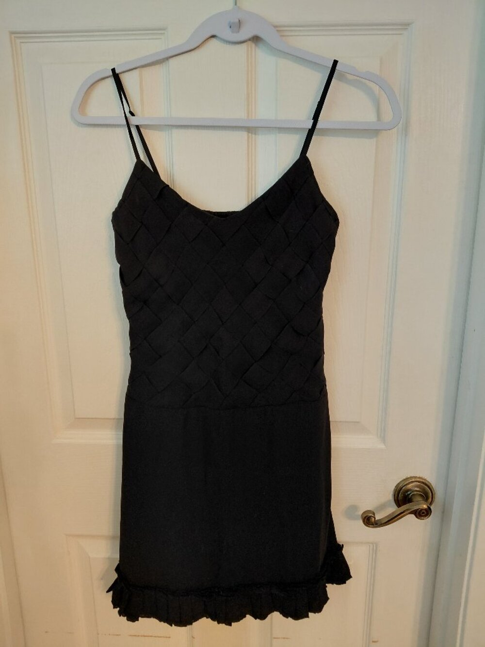 Alice + Olivia Black Silk Mini Dress Woven Bodice LBD Spring Casual Evening